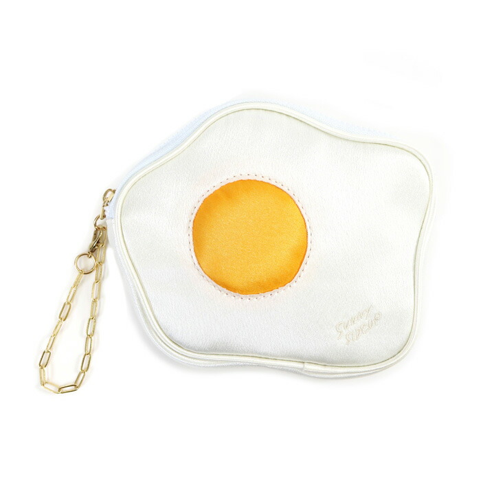 楽天市場 メダマヤキ ポーチ めだまやき 目玉焼き 朝食 食べ物 モチーフ カードポケット Icカード ポケット カード収納 小物入れ サテン 刺繍 チェーン付き ミニポーチ かわいい おしゃれ コイン 雑貨 小物 小銭 イヤホン リップ コインケース 誕生日 プレゼント ギフト