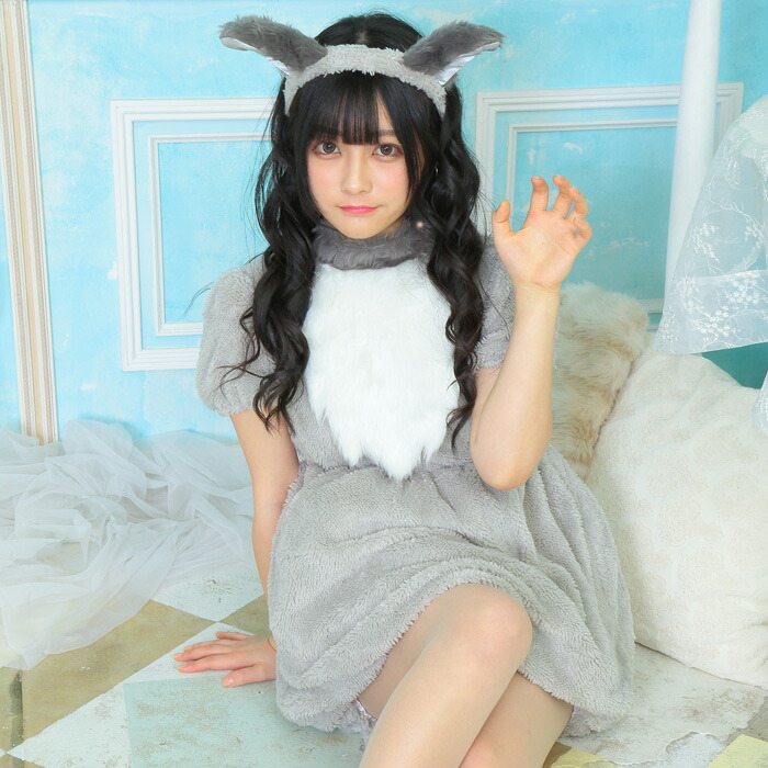 ふわもこ アニマル グレーウルフ 耳 カチューシャ グレー ウルフ