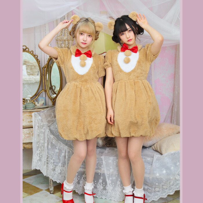 送料無料 ふわもこ アニマル クッキーベア クマ耳 カチューシャ ブラウン くまさん クマ 熊 くま ベア ワンピース 動物 動物コスプレ かわいい コス コスプレ コスプレ衣装 コスチューム ハロウィン 新作 文化祭 忘年会 運動会 仮装 衣装 レディース 即納 S Cs 6g901
