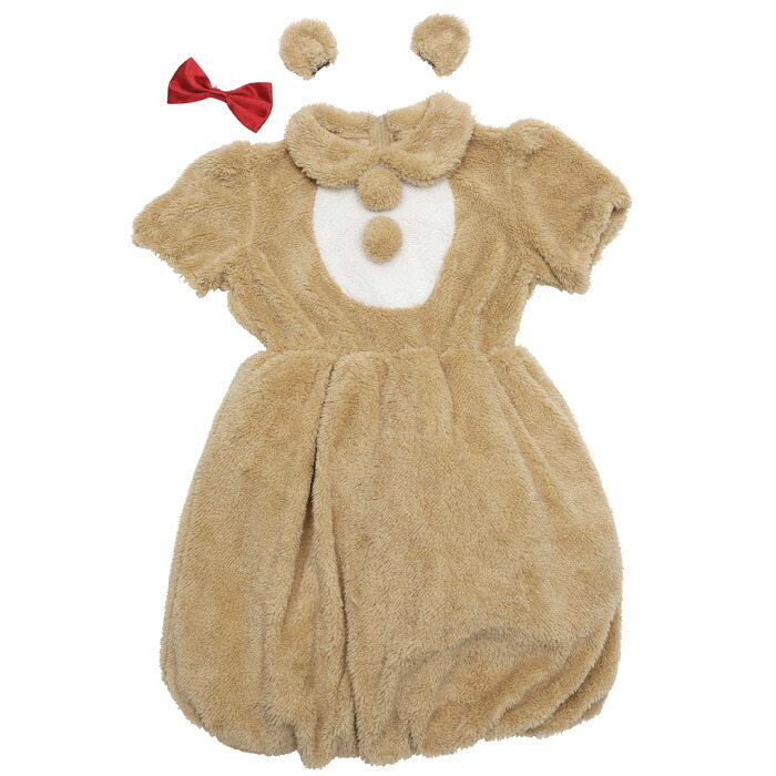 送料無料 ふわもこ アニマル クッキーベア クマ耳 カチューシャ ブラウン くまさん クマ 熊 くま ベア ワンピース 動物 動物コスプレ かわいい コス コスプレ コスプレ衣装 コスチューム ハロウィン 新作 文化祭 忘年会 運動会 仮装 衣装 レディース 即納 S Cs 6g901