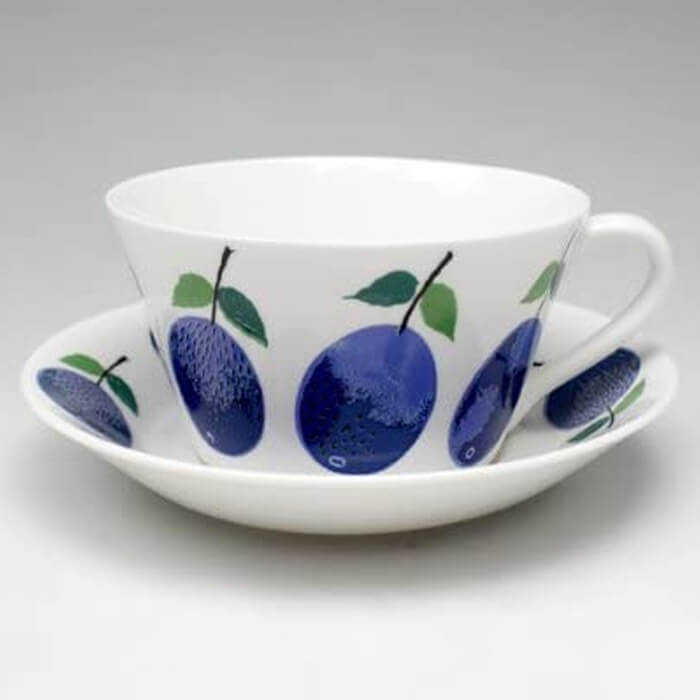 グスタフスベリ プルーヌス  GUSTAVSBERG PRUNUS 紅茶優勝杯＆平円盤 494-08/3 刷り直す版 並行輸入品