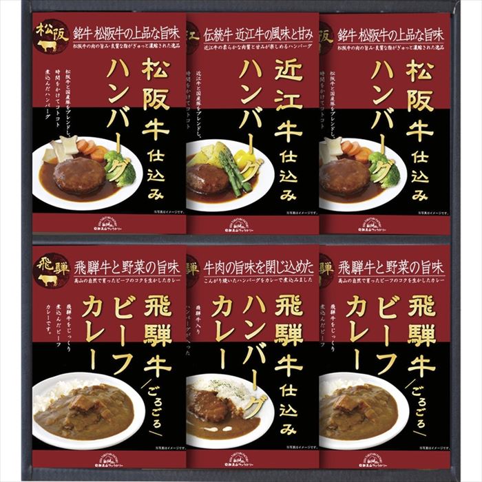 飛騨高山ファクトリー 松阪牛・近江牛・飛騨牛仕込みハンバーグ&カレー詰合せ HBK-40【送料無料】【メーカー直送品】【沖縄北海道離島お届け不可】