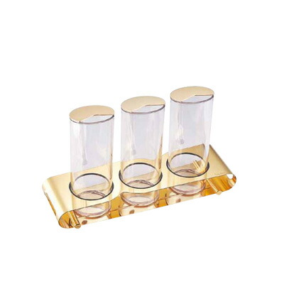 フレリック 禾穀類＆清涼飲料水ポット 3連 ゴールド ETO-045G002 470×140×H290粍【 広告業勝手もと 】