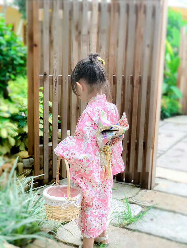 子供浴衣 キッズ浴衣 女の子 和装 和服 浴衣単品 子供 キッズ かわいい おしゃれ 夏祭り お祭り おまつり 花火大会 七五三 送料無料 Salon Raquet De