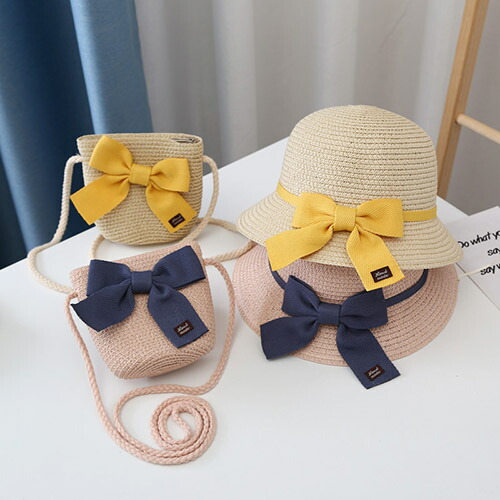 市場 帽子 遮光 セット サンバイザー 女の子 Uvカット帽子 つば広 ストローハット キッズ Uvカット 日よけ 子供 麦わら帽子 バッグ