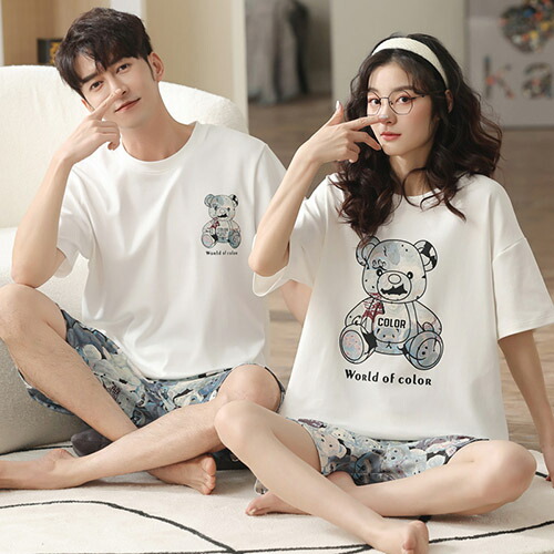 パジャマ ペアパジャマ カップルパジャ 大きいサイズ レディース メンズ ルームウェア 半袖 パンツ ナイトウェア 部屋着 ギフト セットアップ かわいい プレゼント 春夏 上品 彼氏 彼女 お揃い お祝い 寝間着 寝巻き 送料無料 安心発送