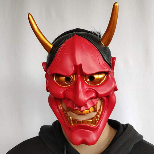 マスク 仮面 お面 コスプレ ハロウィン  コスチューム  はんにゃ 般若 鬼 おに ハロウィーン halloween 復活祭 パーティー イベント お化け屋敷 忘年会 怖い 赤 白 樹脂 お祭り 節分 恵方巻