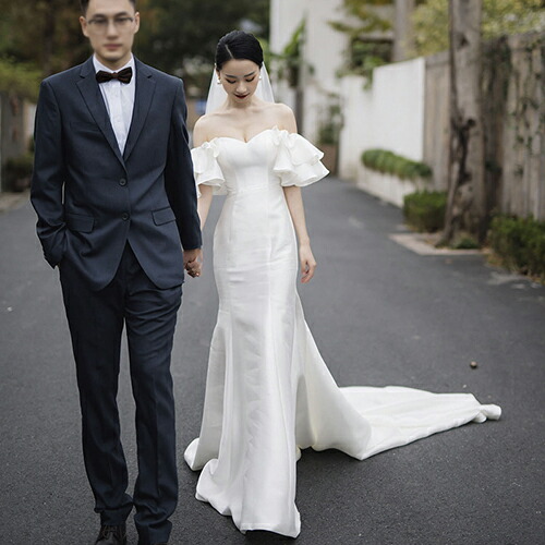 ウェディングドレス マーメイド パーティードレス ウェディングドレス 大きいサイズ 二次会 結婚式 花嫁 ブライダル 演奏会 披露宴 ロングドレス 発表会 舞台 コンサート 撮影 フォーマル 前撮り おしゃれ 海外挙式 ピアノ 豪華 送料無料｜AddChic