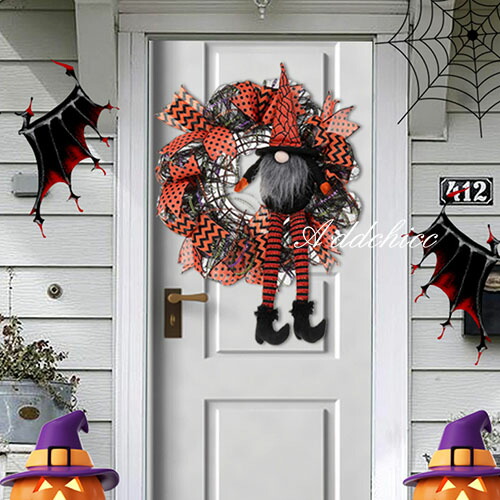 楽天市場】ハロウィンリース リース 魔女 ウィッチ ほうき 箒 怖い