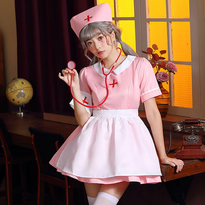 【楽天市場】ハロウィン コスプレ ナース ナース服 仮装 看護師 女医 医者 コスチューム レディース 可愛い 衣装 6点セット 聴診器付き ...