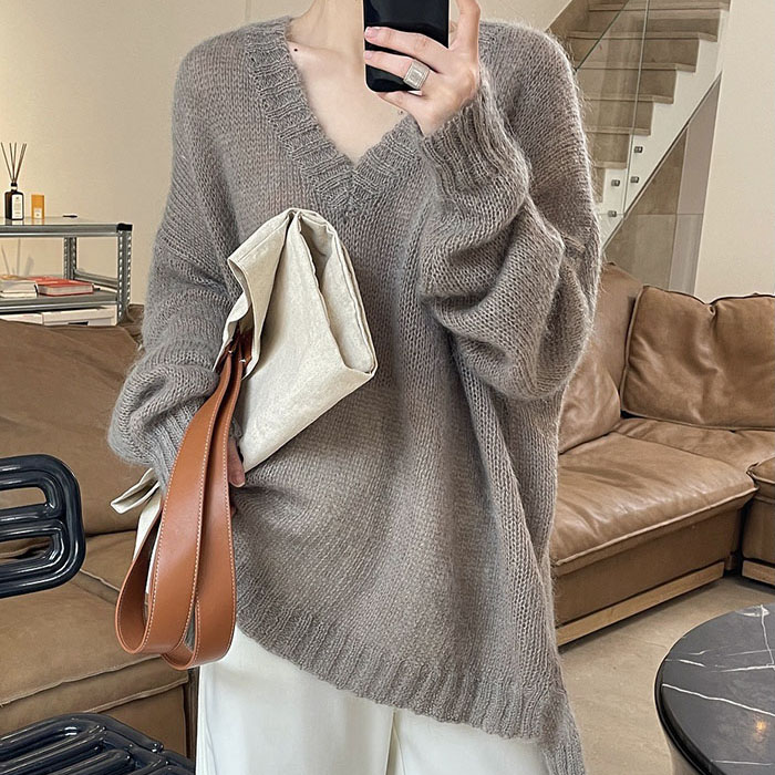 モヘア製セーター着用テディベア 665127 HUG.U ニット シャギー ロング レディース トップス セーター