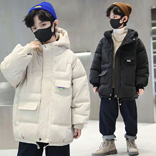 キッズコート ジャケット 中綿コート コート アウター フード付き 厚手 キッズ 子供服 男の子 キッズ服 防寒 防風 通学 秋 冬 暖かい 防寒服 120 130 140 150 160 170cm 7歳 8歳 9歳 10歳 黒 白