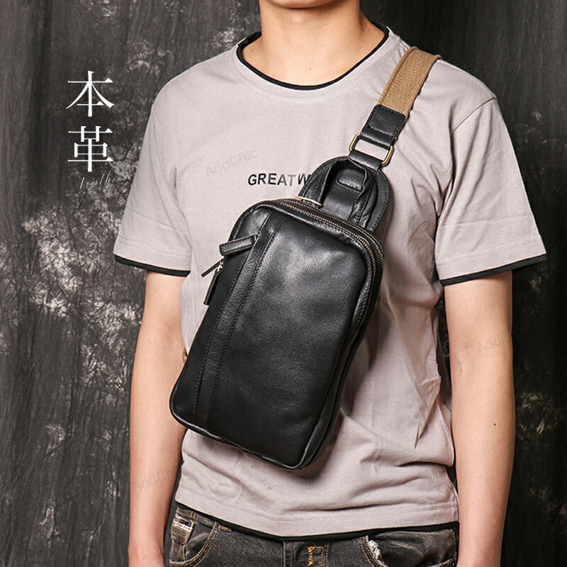 楽天市場】ボディバッグ メンズ ブランド レザー ワンショルダーバッグ