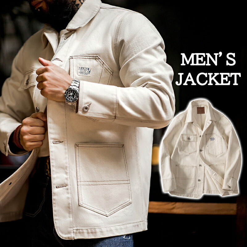 楽天市場】ジャケット ワークウエア風 シャツジャケット メンズ 麻混