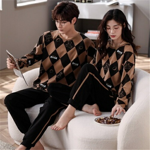 パジャマ ペアパジャマ カップルパジャ パジャマ 大きいサイズ レディース メンズ ルームウェア 長袖 上下セット ナイトウェア 部屋着 ギフト セットアップ かわいい プレゼント 秋 冬 上品 彼氏 彼女 お揃い 長ズボン お祝い 寝間着 寝巻き 送料無料 Umu Ac Ug