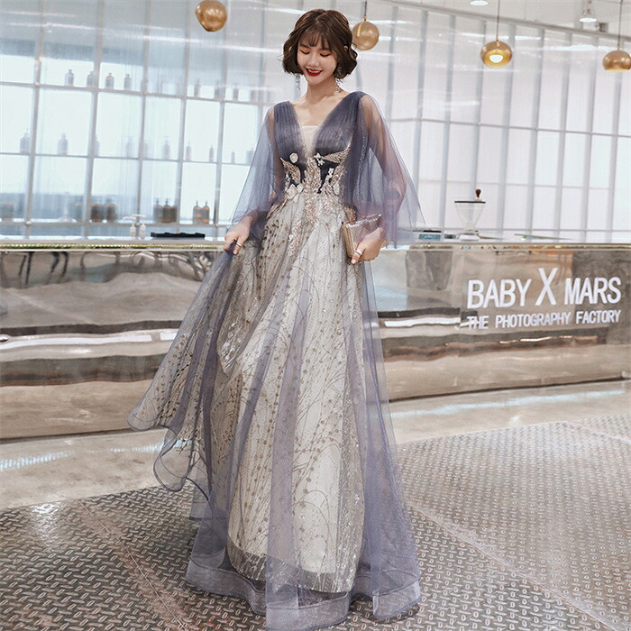 カラードレス 演奏会 紫 Aラインドレス カラードレス 二次会 結婚式 花嫁ドレス ブライダル 前撮り 演奏会ドレス 披露宴 ロング丈 コンサート イブニングドレス カクテルドレス パーティードレス ピアノ エレガント 海外挙式 大きいサイズ｜AddChic