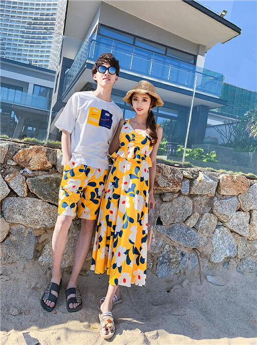 水着 カップル 夏ワンピース ペアルック 上下セット カップル お揃い服tシャツ上下セット トップス 半袖 レディース キャミソール ワンピース メンス ハーフパンツ ビーチ 夏恋人 プレゼント ご夫婦 カジュアル デート 遊び 旅行 送料無料 Educaps Com Br