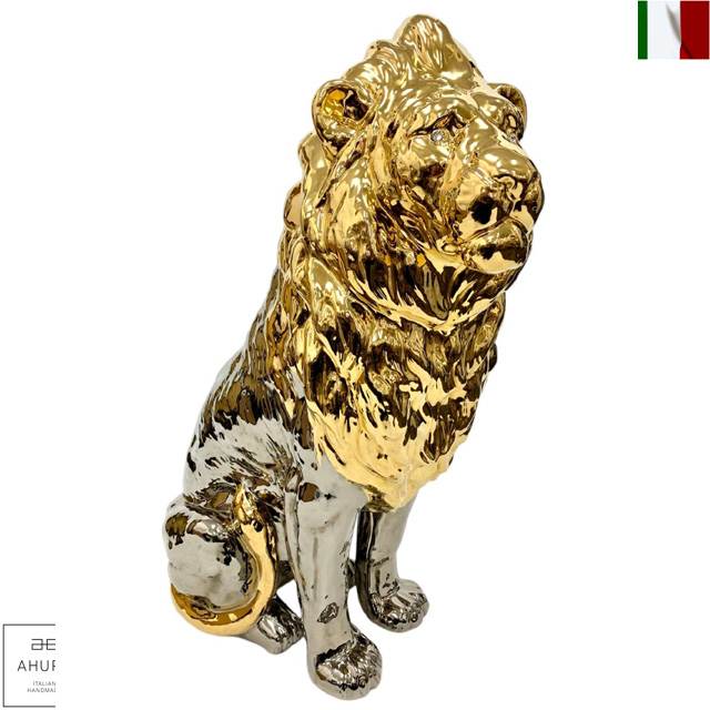 楽天市場】イタリア製 置物 動物 犬 陶器 24金メッキ スワロフスキー