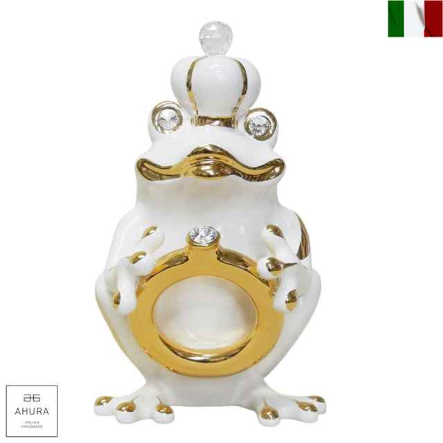 24金メッキ、スワロフスキー使用！ AHURA ボクサー犬 置物 イタリア製