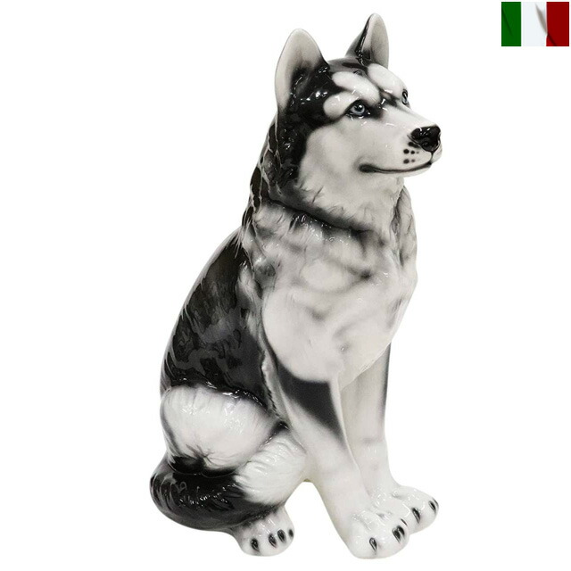 イタリア製　犬の置物 オブジェ 陶製 インテリア バセット 楽天市場】シベリアンハスキー 置物 オブジェ h6-110h 【送料