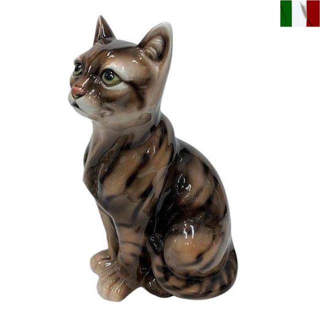 置物 キジトラ 茶トラ 猫 キャット Cat ネコ 陶器 インテリア オブジェ 陶器 イタリア