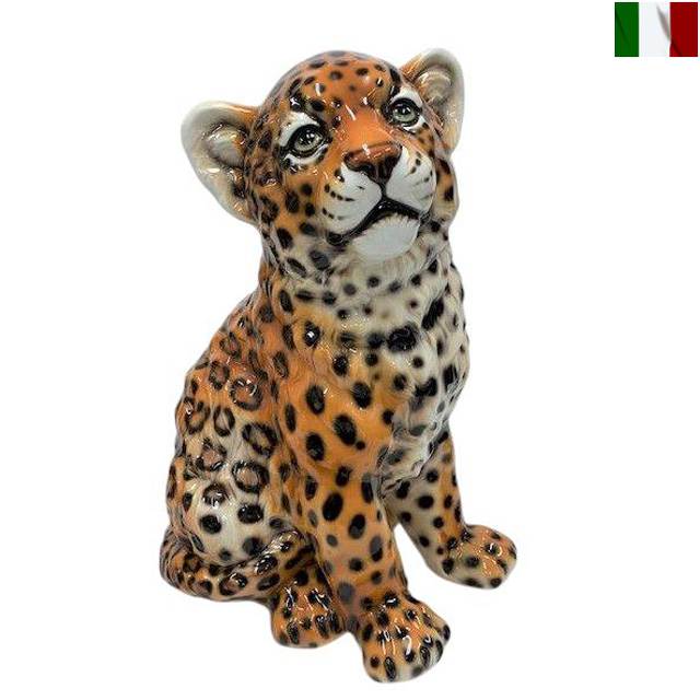 EEK20 イタリア製 ヒョウ/豹 陶器オブジェ レオパード インテリア 置物 EEK20 イタリア製 ヒョウ/豹 陶器オブジェ レオパード