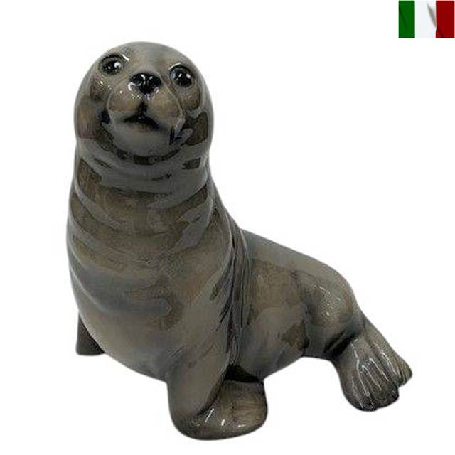 アザラシ 置物 インテリア オブジェ 陶器 イタリア オーナメント｜艶姿家具