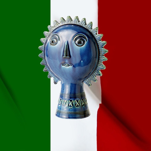 楽天市場】イタリア製 輸入雑貨 太陽 置物 オブジェ ブルー Bitossi