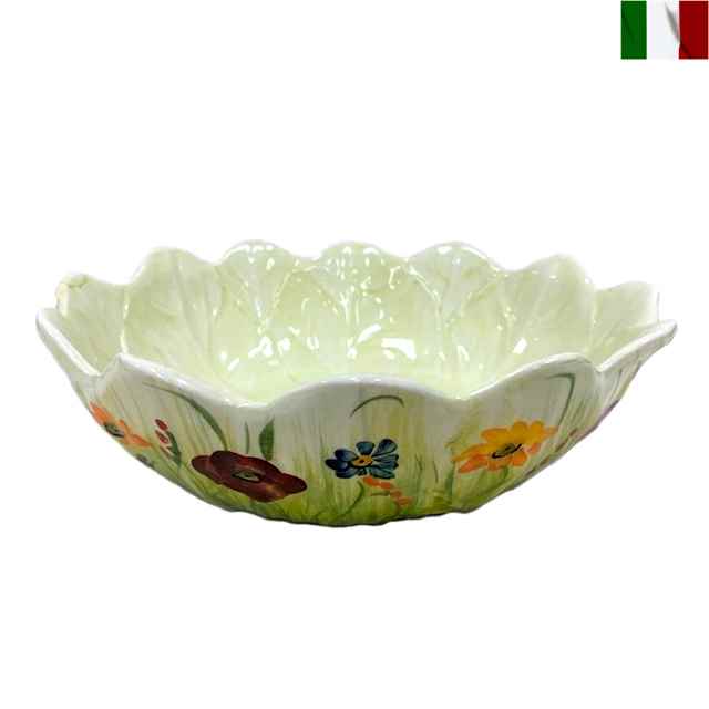 コンポート 皿 イタリア食器 花柄 円形皿 陶器