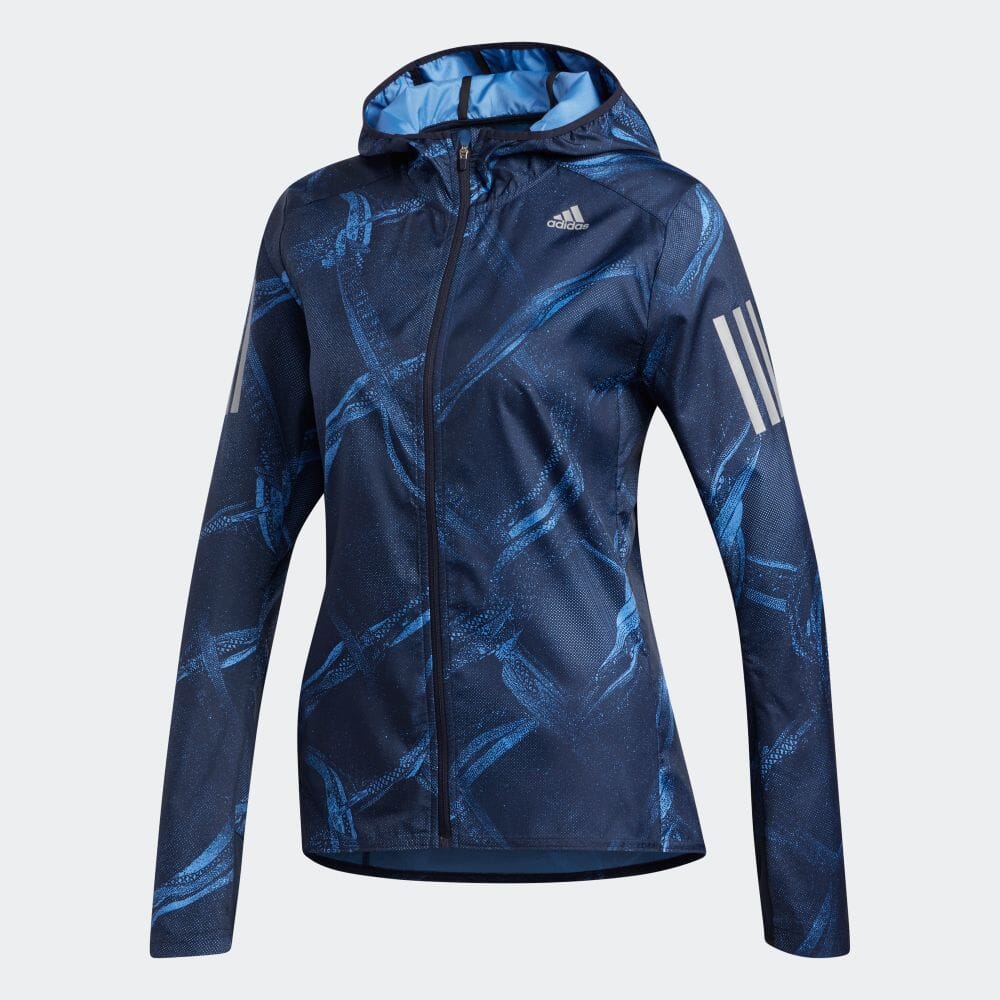 【公式】アディダス adidas 返品可 ランニング オウン ザ ラン グラフィック ジャケット [OWN THE RUN GRAPHIC JACKET] レディース ウェア・服 アウター ジャケット 青 ブルー DZ2011 ランニングウェア