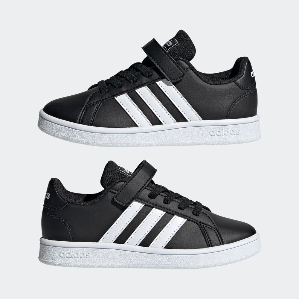 数式 アディダス Adidas 返品可 庭球 子使い方 土地オーバ Grand Court Shoes キッズ シューズ スニーカー 真っ黒 ブラック Ef0108 テニスシューズ 法令除却 Cannes Encheres Com