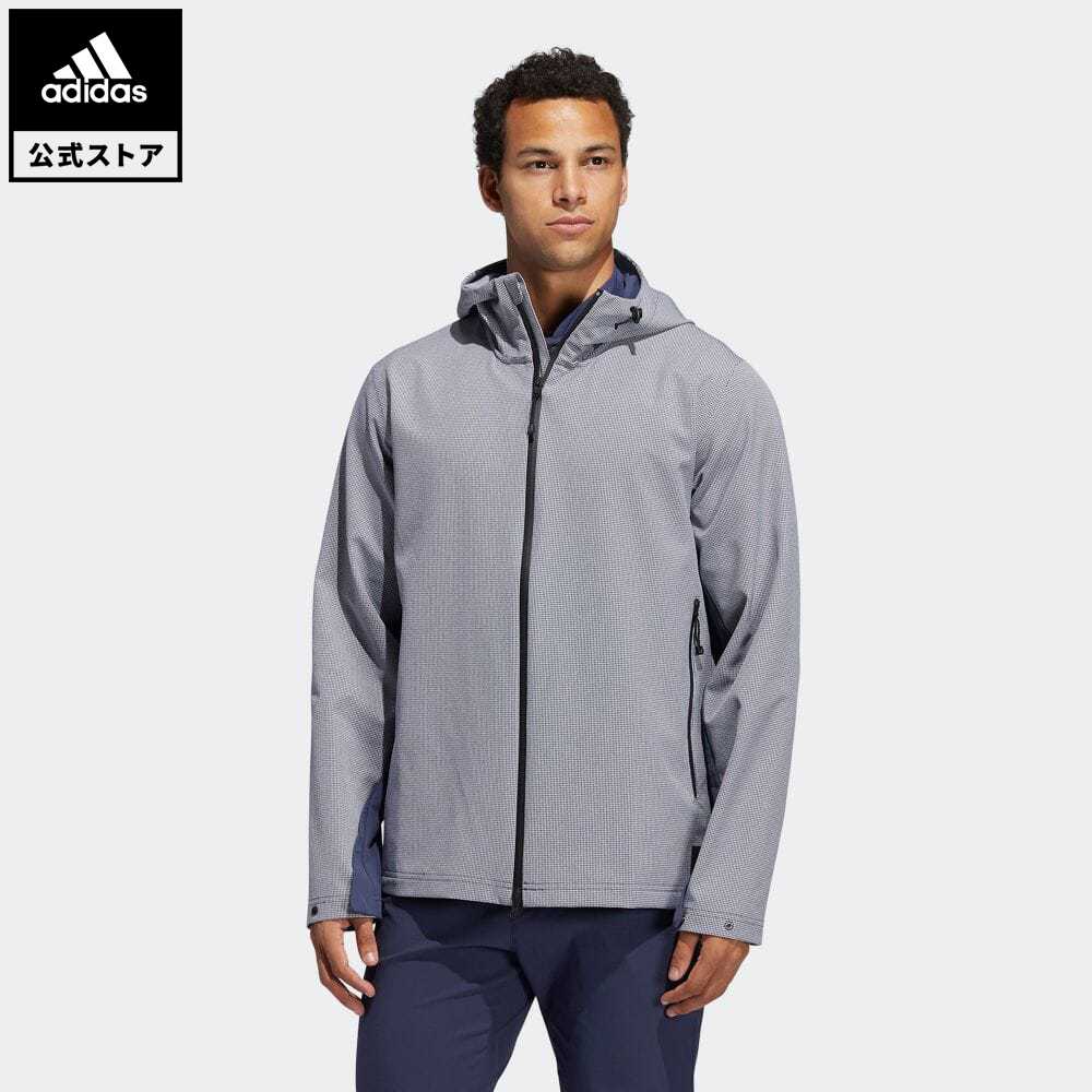 堅苦しさ アディダス Adidas 返品可 ゴルフ Adicross ハウンズトゥース長袖フーディー上衣 Adicross Element Waterproof Jacket メンズ 狭衣 アウター ジャケット 青み ブルー Fs4925 貨物輸送無料 公式バーゲンセール セール課金 アディ織り通り道 Giroveloce It