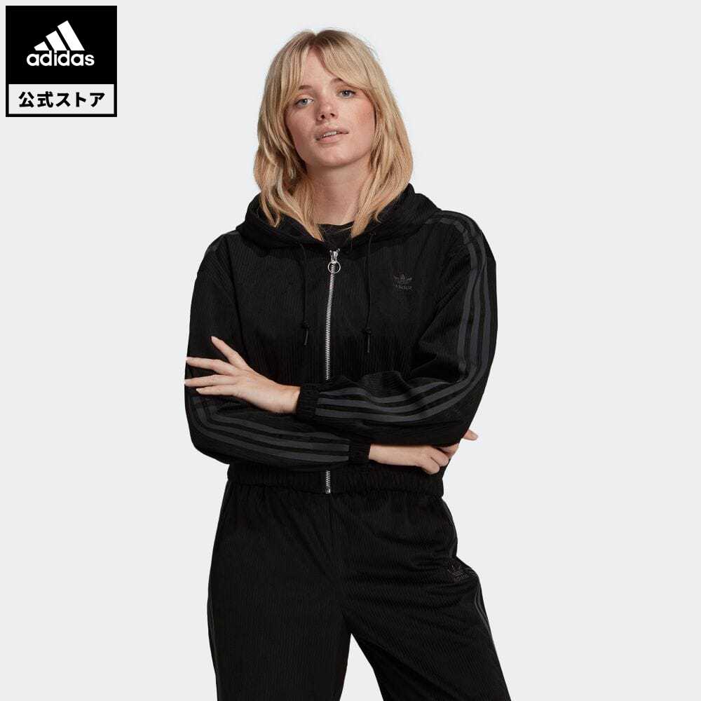 楽天市場 公式 アディダス Adidas 返品可 フード付きトラックトップ オリジナルス レディース ウェア トップス パーカー フーディー ジャージ 黒 ブラック Gu09 トレーナー Adidas Online Shop 楽天市場店