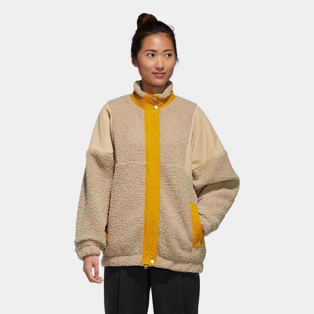 楽天市場 全品送料無料 03 04 00 03 11 09 59 公式 アディダス Adidas 3ストライプス シェルパジャケット Three Stripes Sherpa Jacket アスレティクス レディース ウェア アウター コート ベージュ Gf6929 P0304 Adidas Online Shop 楽天市場店
