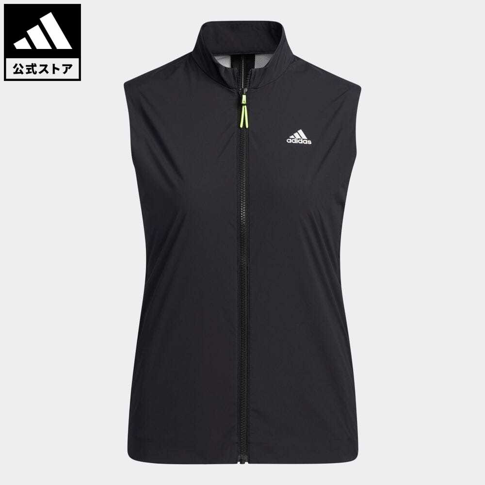 アディダス adidas 返品可 ゴルフ ソリッド フルジップウインドベスト Wind Vest レディース ウェア 服 アウター ベスト 黒  ブラック GM3729 限定品