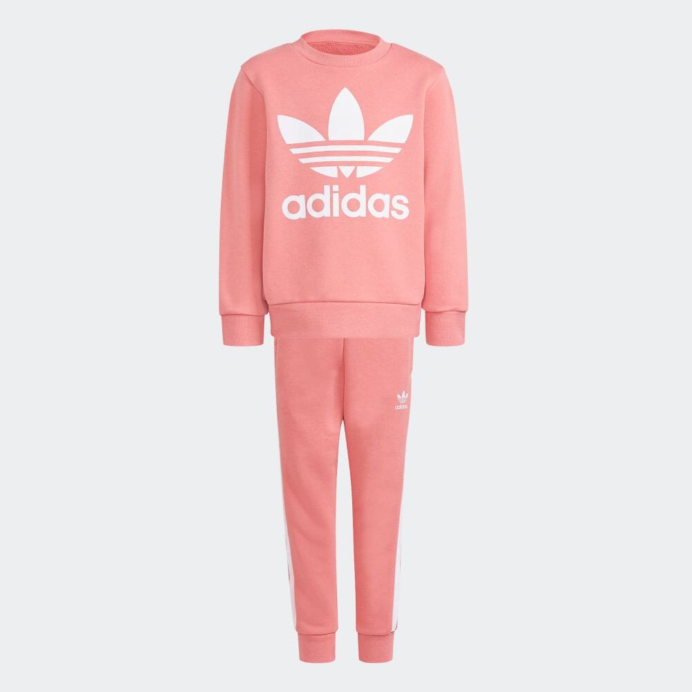 楽天市場 公式 アディダス Adidas 返品可 クルー スウェットシャツ セットアップ Crew Sweatshirt Set オリジナルス キッズ ウェア セットアップ ジャージ ピンク Gn06 上下 Eoss21ss Adidas Online Shop 楽天市場店