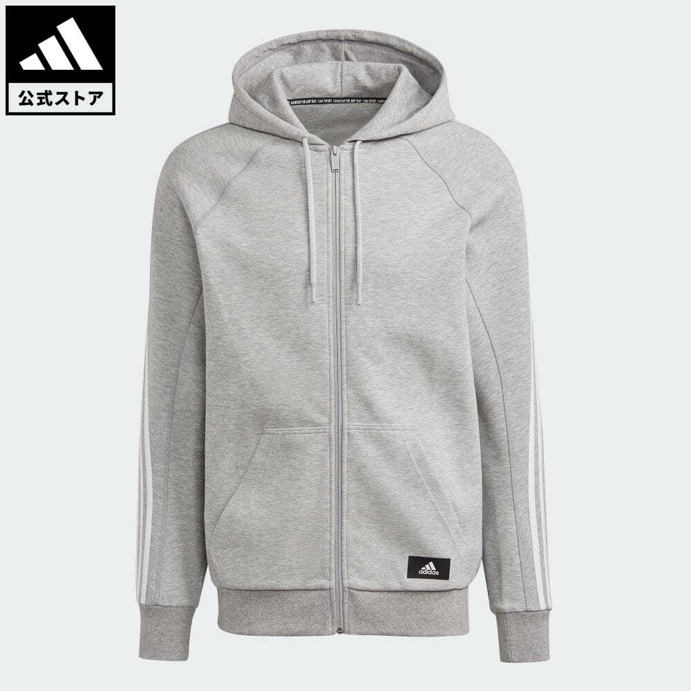 楽天市場 公式 アディダス Adidas 返品可 アディダス スポーツウェア 3ストライプス フード付きトラックトップ Adidas Sportswear 3 Stripes Hooded Track Top アスレティクス メンズ ウェア トップス パーカー フーディー ジャージ グレー Gl5679 トレーナー