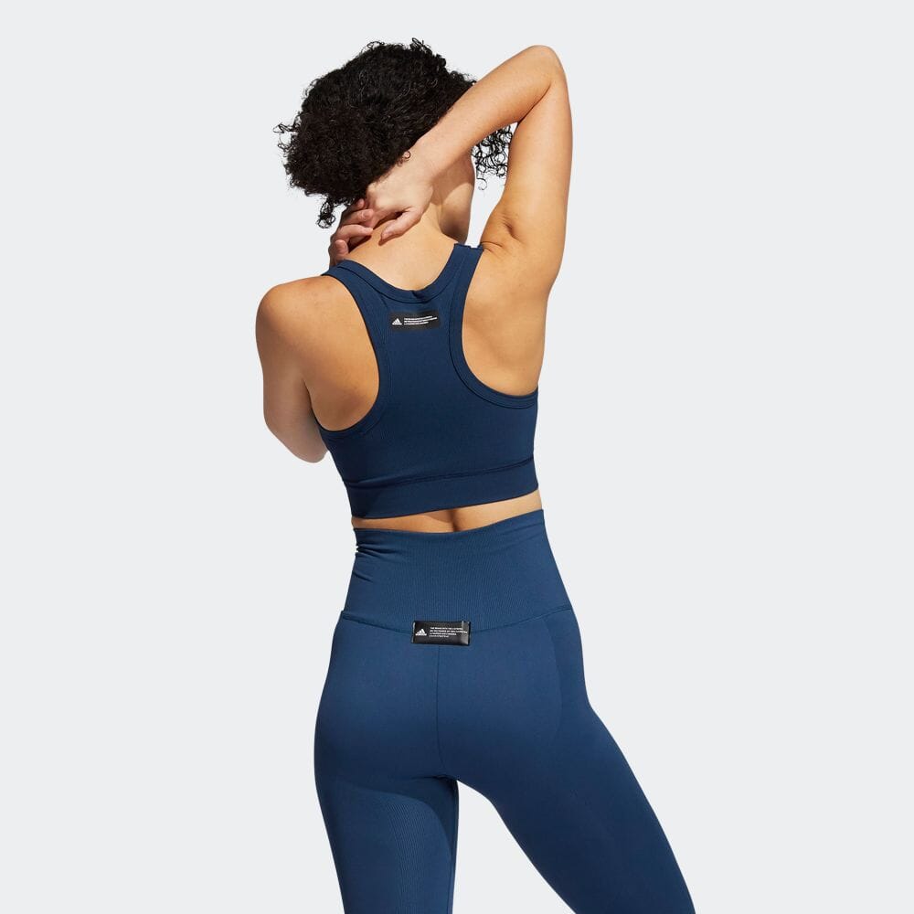 公式 アディダス Adidas 返品可 ジム トレーニング スタジオ ブラ Studio Bra レディース ウェア 服 トップス スポーツブラ 青 ブルー Gn9123 Salon Raquet De