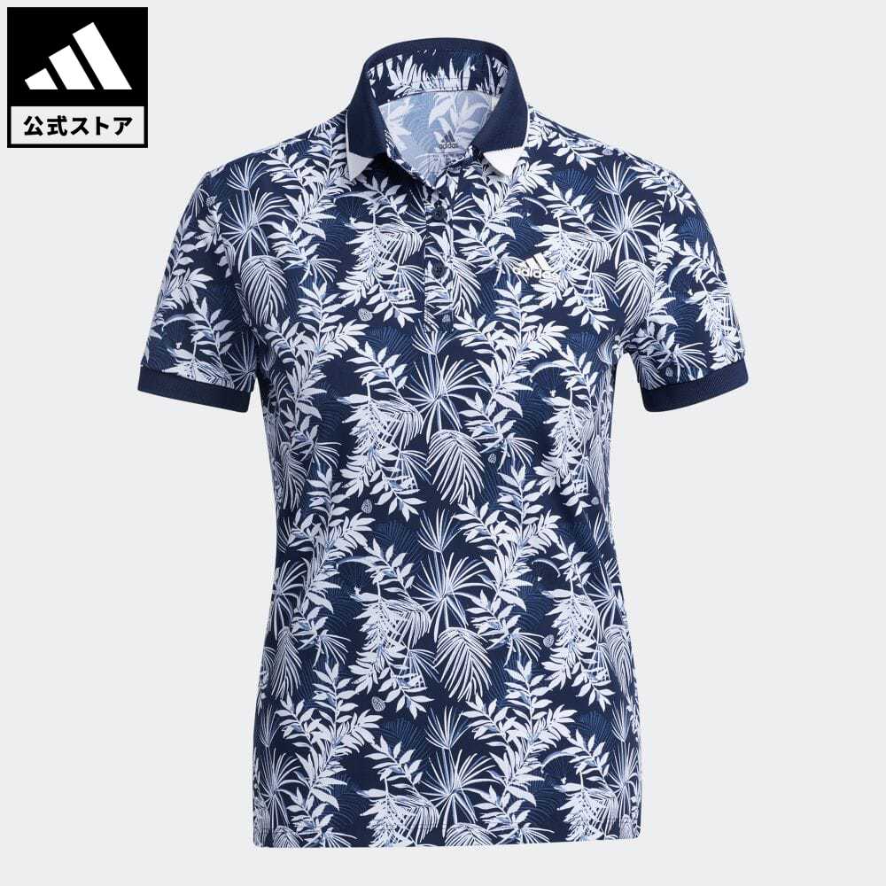 数式 アディダス Adidas 返品可 ゴルフ ボタニカル摺る 半袖ウーブンポロ Polo Shirt レディース 服 トップス ポロティーシャツ ブルー 青碧 Gm0863 Notp 送料無料 Klubwino Pl