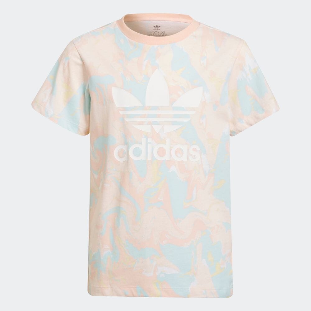 楽天市場 公式 アディダス Adidas 返品可 総柄プリント マーブル 半袖tシャツ オリジナルス キッズ ウェア トップス Tシャツ ピンク H 半袖 Adidas Online Shop 楽天市場店