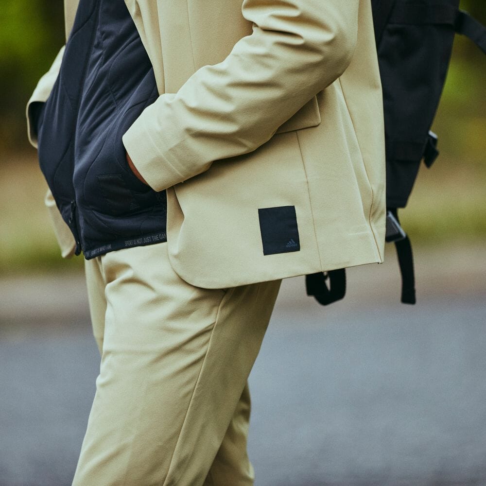 アディダス Adidas 返品可 テーラードジャケット メンズ ジャケット 服 ウェア ベージュ アウター Notp Gt3304 ゴルフ ストレッチツイル プライムグリーン