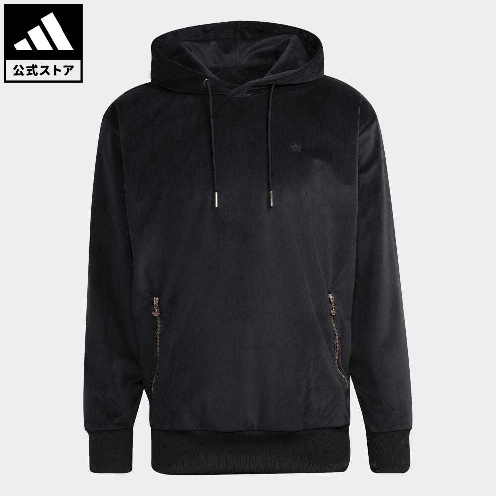 公式 アディダス Adidas 返品可 アディカラー ベロア パーカー オリジナルス メンズ ウェア 服 トップス パーカー フーディー スウェット トレーナー 黒 ブラック H トレーナー Novix Com