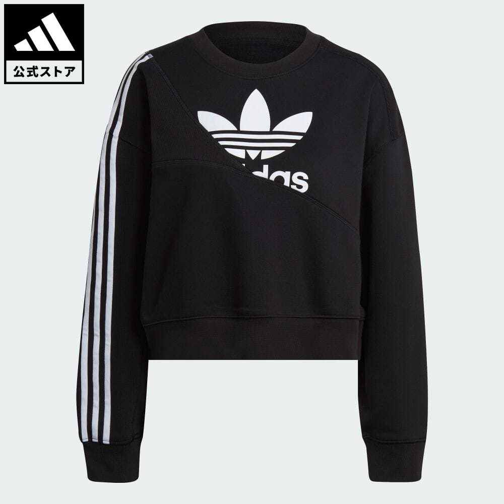 アディダス adidas 返品可 アディカラー スプリット トレフォイル スウェット オリジナルス レディース ウェア 服 トップス トレーナー 黒  ブラック HC4622 人気新品入荷