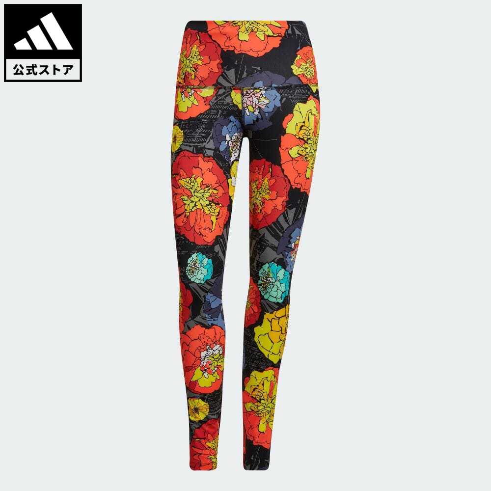 アディダス Adidas 返品可 ランニング フローラル ランニングタイツ レディース ウェア 服 ボトムス タイツ レギンス 黒 ブラック Hc1658 ランニングウェア スポーツウェア クリスマスファッション
