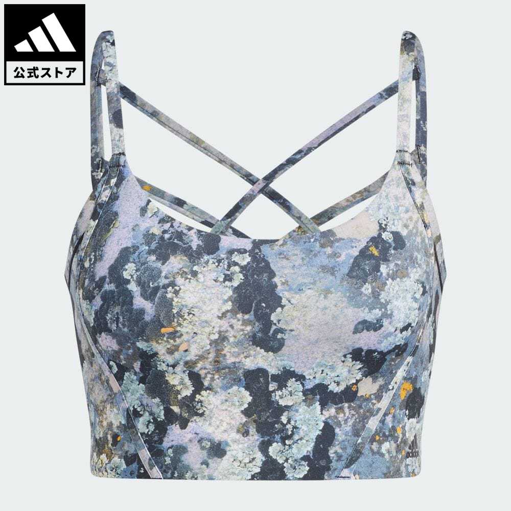 アディダス Adidas 返品可 ジム トレーニング W Yoga Aop ライトサポートブラ レディース ウェア 服 トップス スポーツブラ スポブラ 青 ブルー H 最安値