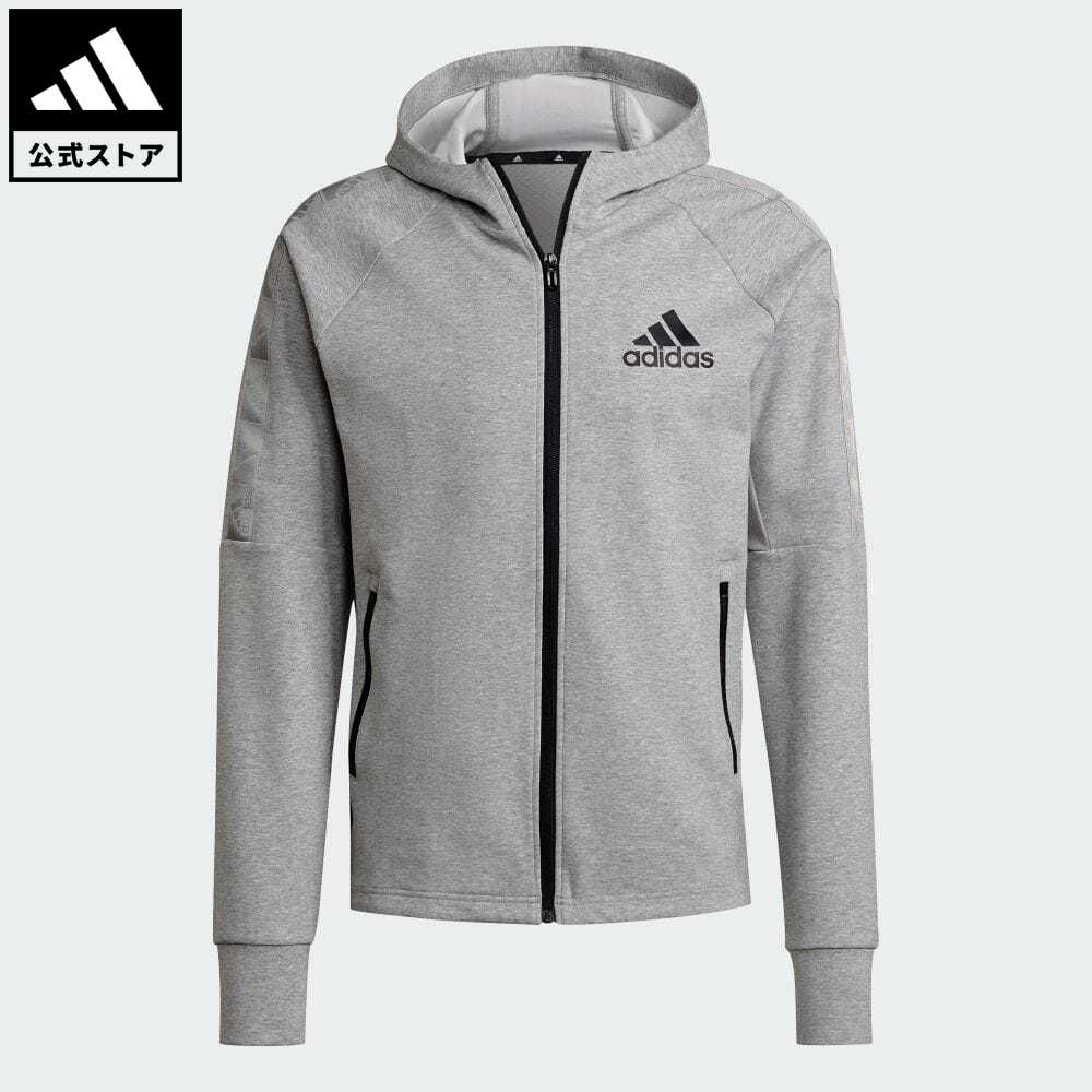 アディダス adidas 返品可 ジム・トレーニング AEROREADY デザインド トゥ ムーブ スポーツ モーション ロゴ パーカー メンズ ウェア・服 トップス パーカー(フーディー) ジャージ グレー H28797 トレーナー