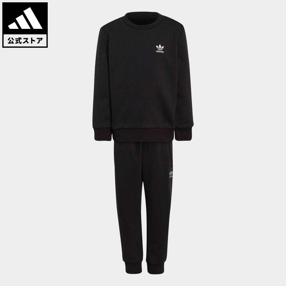 アディダス adidas 返品可 アディカラー クルーネック セットアップ オリジナルス キッズ 子供用 ウェア 服 ジャージ 黒 ブラック  HC9512 上下 楽天