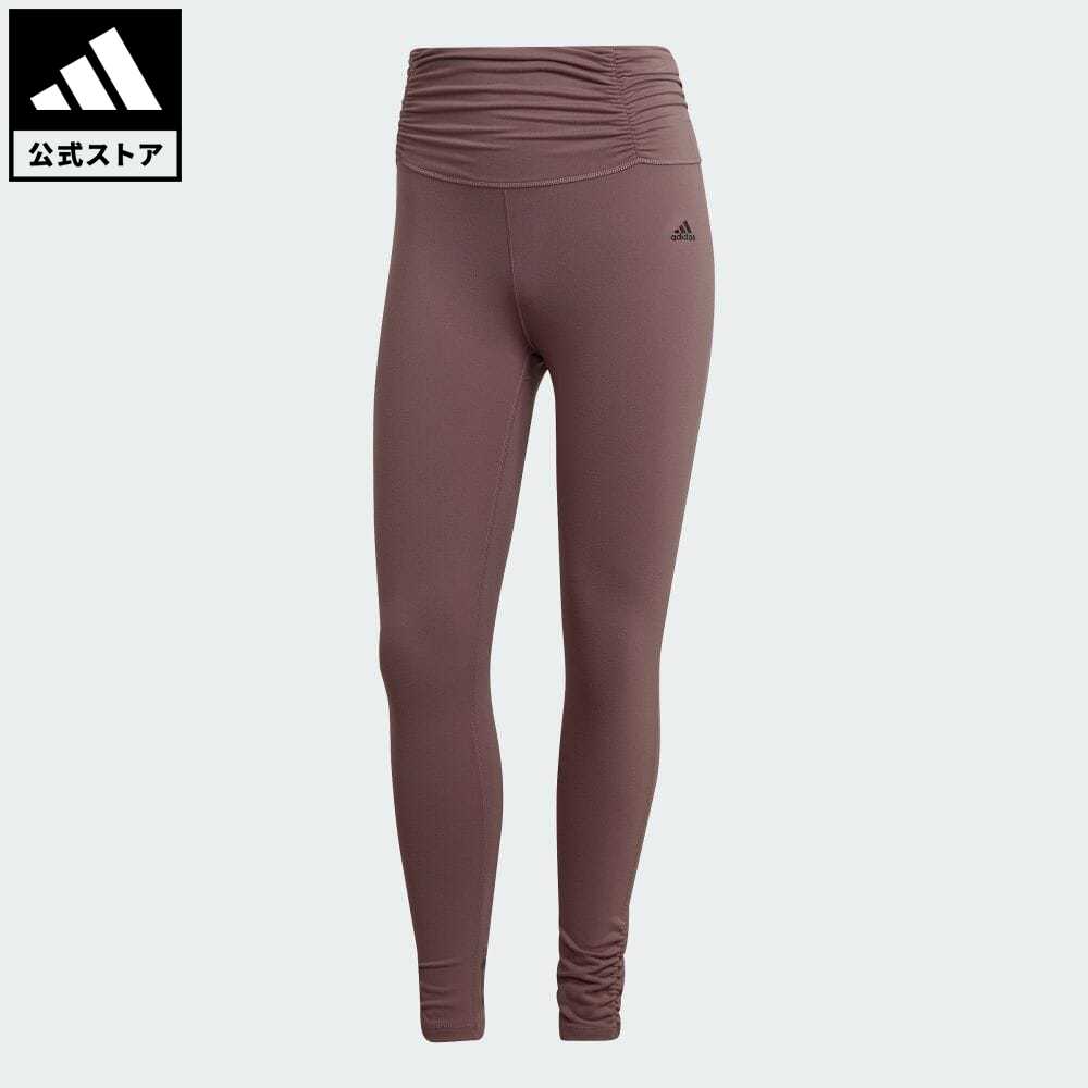 【公式】アディダス adidas 返品可 ヨガ ヨガ スタジオ ギャザー 7/8丈レギンス レディース ウェア・服 ボトムス タイツ・レギンス  ブラウン HK6548 スポーツウェア レギンス adidas Online Shop 