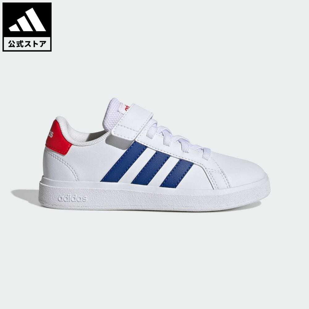 出荷 アディダス adidas 返品可 テニス グランドコート ライフスタイル コート エラスティックレーストップストラップ GrandCourt  Lifestyle Court Elastic Lace and Top Strap スポーツウェア キッズ 子供用 シューズ 靴 スニーカー 白  ホワイト GW6514 テニスシ ...