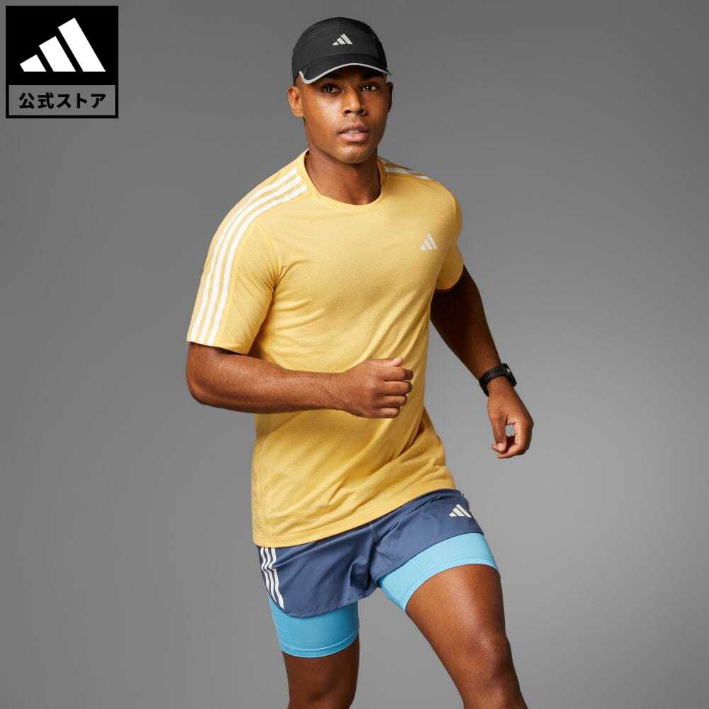 【公式】アディダス adidas 返品可 ランニング オウン ザ ラン スリーストライプス 半袖Tシャツ メンズ ウェア・服 トップス Tシャツ オレンジ IK4990 ランニングウェア 半袖 p0420画像